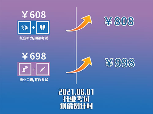 2021年托业考试费用上涨至808元和998元